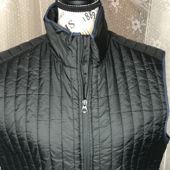 Mutual Weave Men's Quilted Vest Pirate Black Zip Front Navy Trim  -Size M - NWT - Picture 3 of 9